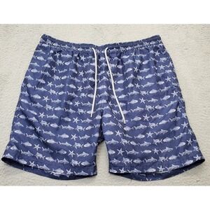 Kirkland Signature Swim Liner Fish Shorts Men 2XL Multi Elastic Waist Drawstring